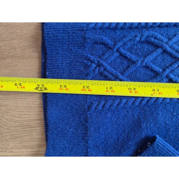 Talbots Blue Cable Knit Button Shoulder Sweater Mp - Picture 8 of 9